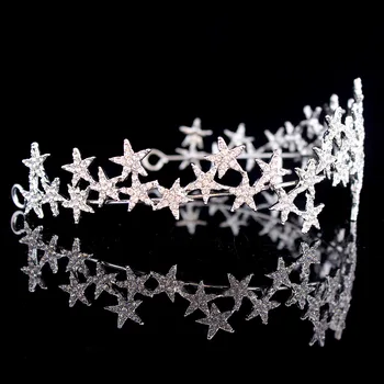 La estrella de Cristal Vinchas Novia Tiaras y Coronas de Novia de la Corona de diamantes de imitación de la Boda Accesorios para el Cabello de Novia con Diadema Tiara De Noiva