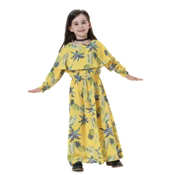 La impresión de la Moda de Largo Vestido de Musulmán Niños Abaya Islámica para la Chica de Malasia Vestido de Árabe Marroquí Kaftan TH608