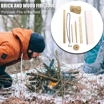 La madera Hacer Fuego de Perforación Kit de herramientas para la Supervivencia al aire libre, Camping Senderismo de Emergencia de Incendios de Fabricación de Equipos