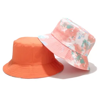 La moda Tie-dye del Pescador Sombrero de Sol, Sombrero de Cubo Unisex Gorras Hip Hop Gorros de Panamá Ponible En Ambos Lados Sombrero de Cubo al aire libre del Regalo