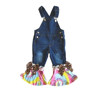 La moda Tye-dye Jeans Para este Otoño Chica de Lindo Mono Con arcos de Niños de Alta Calidad Diseño de Botón de los Pantalones