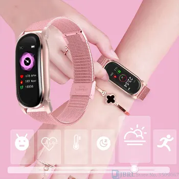 La moda de Banda Inteligente Mujeres Hombres Inteligentes Reloj de Pulsera Monitor de Presión Arterial de la prenda Impermeable de la Aptitud de la Pulsera Smartband Para Android iOS