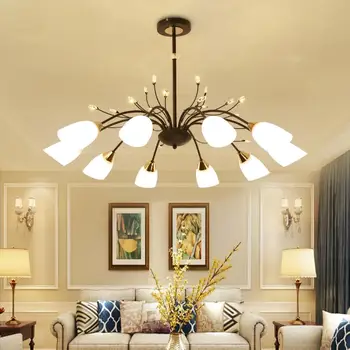 La moda de Vivir en Casa de Habitación de Cristal de las Luces Americana de Hierro Forjado led lámpara de Araña de Dormitorio Moderno de la Lámpara Restaurante Lámparas de araña de Cristal