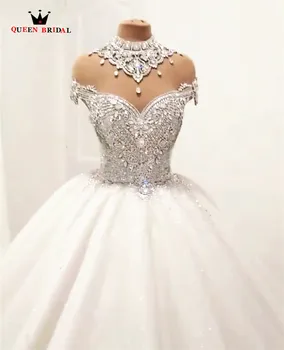 La princesa Esponjoso de Lujo de la Boda Vestido de 2021 Vestidos de Novia para la Novia Más el Tamaño de vestido de Tul de Diamante de Cristal Moldeado Hecho a medida XJ06S
