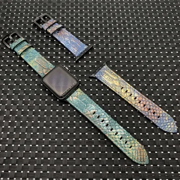 La serpiente Textur correas de reloj de Cuero Para Apple Watch Banda de 38 mm 40 mm 42 mm 44 mm Pulsera de Cuero iWatch Serie 2 3 4 5 6 SE Correa