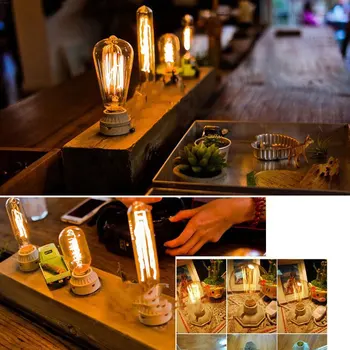 Las Lámparas de mesa de la vendimia de cerámica de la lámpara de Madera edison decoración retro de la mesilla de luces para el dormitorio mesa de luz, lamparas de mesa, Lámparas de Escritorio