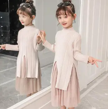 Las Niñas Otoño De Punto Conjuntos De 2020 Nuevos Niños Tejer Suéteres Vestidos+De Tul De La Falda De Traje De Moda De Niños Ropa Niñas Trajes De Princesa