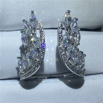 Las alas del ángel del anillo de la plata esterlina 925 AAAAA Zirconia Cúbico de Compromiso de la Boda Banda de Anillos para las mujeres del Partido de la Joyería de Regalo