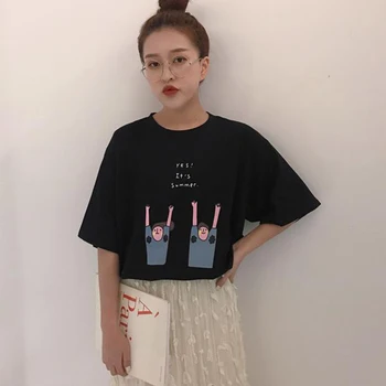 Las mujeres 5 Cuartos de Manga T-shirt de Verano Par de camisetas para Mujer de la Moda tapón Hembra Chic Transpirable Tops Mujeres Estilo coreano