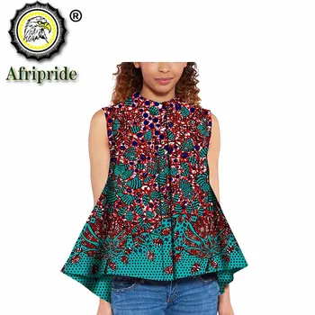 Las mujeres Blusa de África Camisetas para las Mujeres de Ankara de Impresión de Ropa sin Mangas de la parte Superior del Cultivo Corta la parte Superior de Ankara Traje de la ropa de Verano S2024003