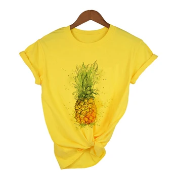 Las mujeres Gráfico Camisetas de Verano de la Piña de la Acuarela de la Fruta Lindo de la Historieta de la Señora camisetas Harajuku Ullzang Fuuny Kawaii Camisetas