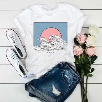 Las mujeres de Arte Tees de Aceite de Girasol Pintura de las Señoras Tops para Mujer de la Estética de la Ropa Gráfico Hembra Señora T-Shirt Tumblr Camiseta camisetas