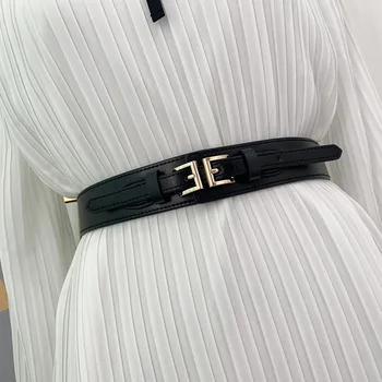 Las mujeres de la Correa de Nuevo Estirar la Cintura Sello de Doble Hebilla de Moda y Contratados Cinturón Elástico Vestido de Mujer Coincide con la Capa de la Correa de Cintos