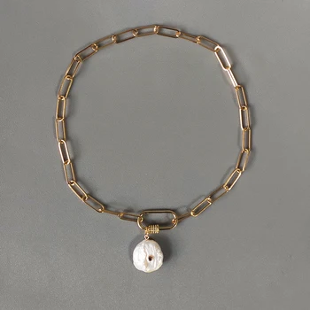 Las mujeres de la moda de la perla colgante collar único oval de la cadena de 2020 nueva, de estilo gótico, abrir la hebilla colgante de collar de la pareja de la joyería de regalo