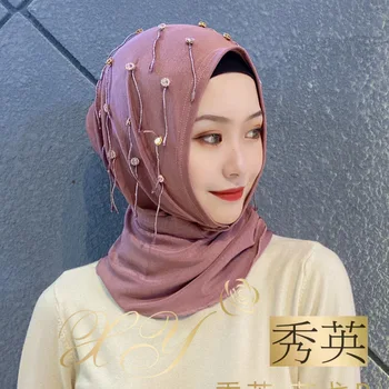 Las mujeres del hiyab Musulmán cabeza bufanda hecha a mano de la moda chales