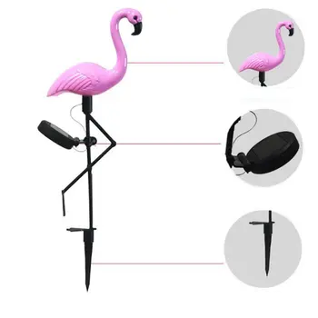Led Flamingo Impermeable Solar Del Césped De La Luz Al Aire Libre De La Decoración Del Jardín Jardín De La Luz De Piso Con Luces Del Paisaje