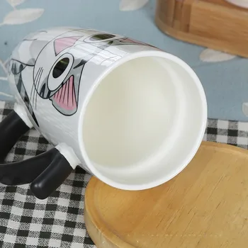 Lindo Gato de Cerámica Taza de Café Con Tapa de Gran Capacidad de 600ml Animal Tazas creativas Vaso de Café Tazas de Té Novedad Regalos taza de leche