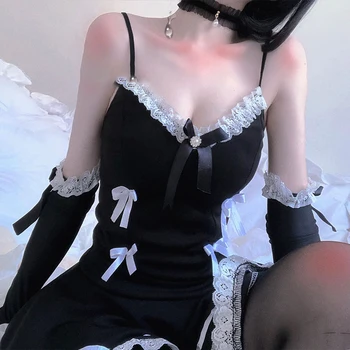 Lolita Uniforme Sexy Trajes Más Disfraces de Halloween para las Mujeres Adultas de Mucama Vestido de Cosplay de Lencería de Noche francés de la Criada de Disfraces
