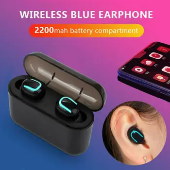 Los gemelos Bluetooth 5.0 Inalámbrico de Auriculares In-Ear de Doble Auricular TWS Auricular Con Micrófono de Carga de la caja de Deporte Juegos de Auriculares de manos libres 2019