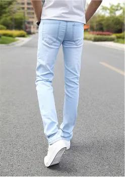 Los hombres Tramo Skinny Jeans Masculinos de la Marca de diseño Súper Elástica Recta Pantalones Vaqueros Slim Fit Moda Denim Jeans para hombres, Azul