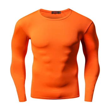 Los hombres de Compresión de Running camisetas de Mangas Largas de secado Rápido Camiseta de la Aptitud de la Ropa de Color Sólido de Deportes de Entrenamiento Bodybuild Crossfit