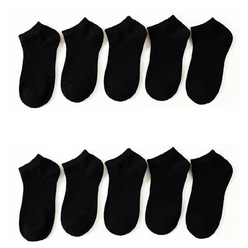 Los hombres de Verano Barco Calcetines de Gran tamaño 44,45,46,47,48 Respirable Negro de la Moda de hombre Negro de Algodón Calcetines de los Hombres Grandes de 10 Pares