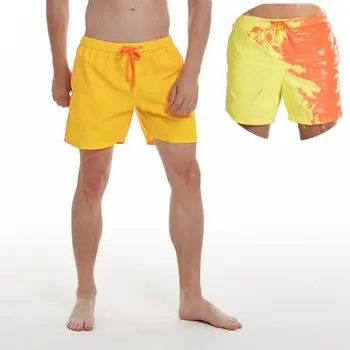 Los hombres de Verano pantalones Cortos de Playa Sensibles a la Temperatura de Cambio de Color de un traje de baño de Cordón de secado Rápido Pantalones de los Deportes de Agua S-3XL