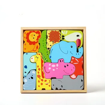 Los niños Montessori Materiales 3D Rompecabezas de Animales Inteligente de la Junta de Montessori Educativos, Juguetes de Madera Para Niños juguetes montessori