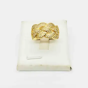 Los viajes de la parte nueva de tres-color de la pulsera de oro de África dubai mujeres anillo de la colección cubic zirconia pulsera de cobre de la boda conjunto