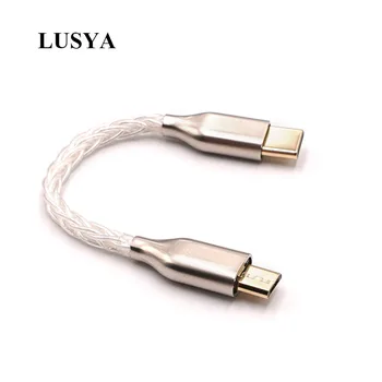 Lusya 8-core 5N de la Plata Esterlina Cable de Audio de Tipo c, Para Typec A Lightning A Micro HiFi Feadphone Amplificador Cable OTG T0228