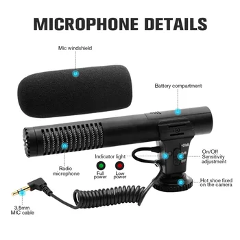 MAMEN 3.5 mm Conversación Digital de Grabación de Vídeo Micrófono Entrevista Hifi de alta definición de Sonido Micrófono Micrófono SLR DSLR de la Batería de la Cámara Micrófono
