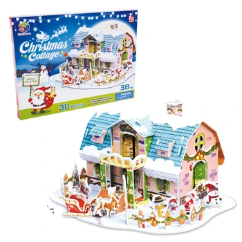 MEOA de Navidad Casas de Conjuntos de Puzzle en 3D de BRICOLAJE, Construcción de EVA Cartón Rompecabezas Juguetes de La Casa De Papel 