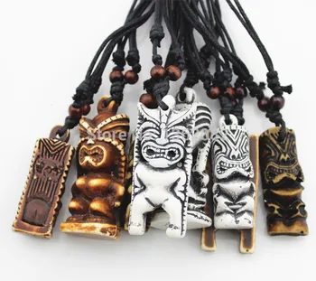 MEZCLADO de Lotes 8 PCS de los Maoríes/Estilo Hawaiano Imitación Hueso Tallado TIKI hombre de dios Colgantes Collar de Regalo de YN424
