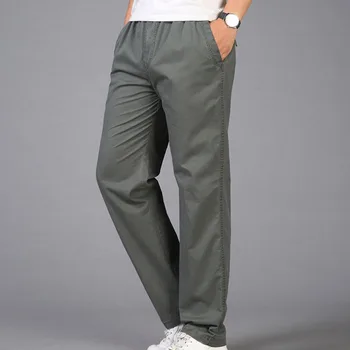 MFERLIER Delgada del estilo de la Primavera Verano pantalones de hombre talla L-6XL Larga Casual hombres pantalones de 4 Colores