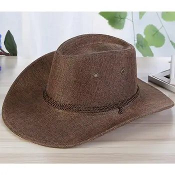 MISSKY los Hombres de Verano, Sombreros de Sol de Color Sólido Occidental Fresco Sombrero de Vaquero al aire libre Amplio Sombrero de Ala Masculinos