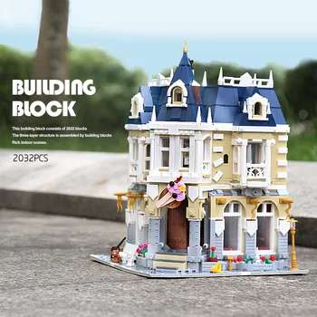 MOC Calle de la Ciudad de la vista de la serie de La brickstive Esquina del Parque Temático de la Construcción de modelos de Kits de Bloque de Ladrillos de los Niños Juguetes educativos Regalos de Cumpleaños