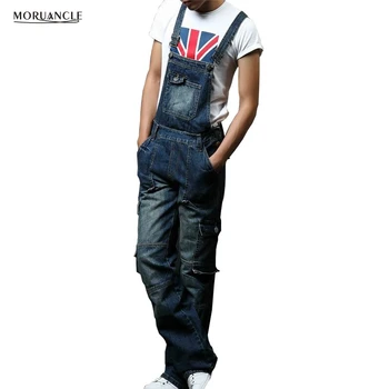 MORUANCLE Nuevos Hombres de Mezclilla Overol de trabajo, Moda Jeans de Carga de Trajes de Liga Pantalones Para Grandes Y Altas Super Tamaño M-8XL