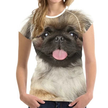 MOZOEYU Kawaii Pekinés Perro/Cachorro de Impresión de las Mujeres de Verano Corto T-camisas de Harajuku Hembra Mejores Camisetas de la Marca del Diseñador de la Camiseta de Fitness