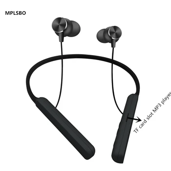 MPLSBO MST18 el borde del cuello Bluetooth para Auriculares ranura para tarjeta de TF MP3 Sport Bass Auriculares Inalámbricos con Micrófono Resistente al Agua Auriculares para teléfono