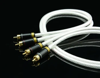 MPS M-4 de Alta Final 2 RCA a 2 RCA cable de Audio 6N de la OFC, Hi Fi 99.99997% 5U Chapado en Oro Altavoz Subwoofer cable aficionado a la música Libre de la nave