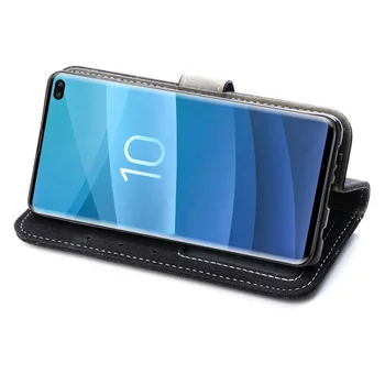 Magnético Flip Proteger la Cubierta para Samsung Galaxy S10 S10 Más S10E Caso de Teléfono Retro Denim Vaquero de Cuero de la PU Cubierta de la Ranura de la Tarjeta de