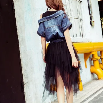 Max LuLu 2019 De La Moda De Primavera De Corea Señoras Del Estilo Del Dril De Algodón De Ropa De Mujer Sexy De Encaje Vestidos De Fuera Del Hombro Vestidos Vestido De Fiesta Negro