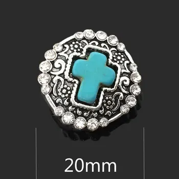 Mayorista 097 Cruz de 18mm 20mm de diamantes de imitación de metal botón snap botón de la Pulsera del Collar de la Joyería Para las Mujeres de joyería de Plata