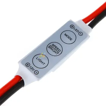 Mayorista 100pcs DC12V Mini 3 Teclas de un Solo Color LED Controlador de Brillo tenue para 3528 5050 LED luz de tira del envío gratis