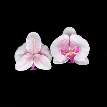 Mejor Lote de 20pcs 9cm de Mariposa de la Flor de la Orquídea de Flores Artificiales de la Cabeza de la Decoración para la Boda Barrette Accesorio