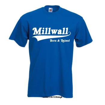Millwall Nacido y Criado Retro Camiseta-Cuello Redondo Mejor Venta Masculino Natural de Algodón T - Shirt Descortés Superior de la Camiseta de Cuello Redondo