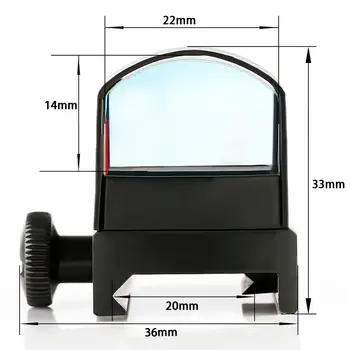 Mini VERY100 Reflejo Holográfico Rojo Punto de Vista Ámbito de Doble Brillo de 20 mm Montaje en Riel Weaver