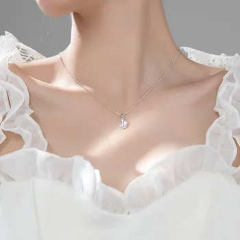 MloveAcc Luna Colgante de Collar de las Mujeres CZ Cristal de Luna Colgante de 925 Collar de la Plata Esterlina de la Joyería