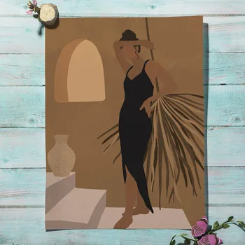 Moda Bohemia Minimalista Abstracto Mujer De Hoja De Palma Arte De La Pared De Impresión De La Lona De Pintura Nórdica Cartel De Decoración De Fotos Para La Sala De Estar