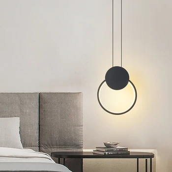 Moderno LED Colgante de luz de la Mesilla de Dormitorio lámpara Colgante Negro/Blanco Cuerpo de Cable Ajustable Cocina Restaurante Colgante de Luz de la Luminaria